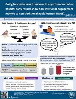 Going beyond access to success in asynchronous online physics: early results show how instructor engagement matters to non-traditional adult learners (NALs)